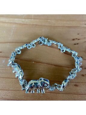 Swarovski Crystals Elephant Walk Silver Bracelet